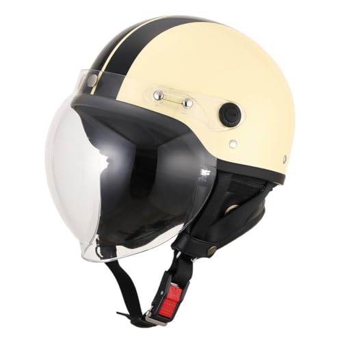 ISHINO SHOKAI バイク ヘルメット ハーフ シールド付き LBJ06 ISN21101 125ccまで対応 FS-JAPAN 石野商会 フリー(57～60cm未満程度) アイボリー/ブラック